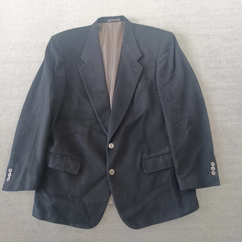 Alan Lebow Cashmere Sport Coat Blazer Mens 44R Black‎ Single Breast Soft